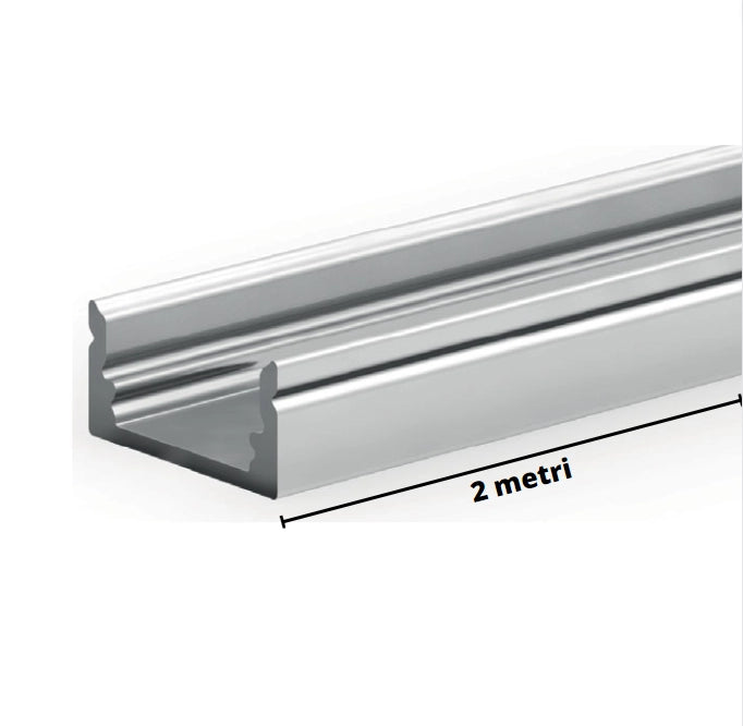 Profilo alluminio optonica 5183 per strisce led 10mm grigio 2m