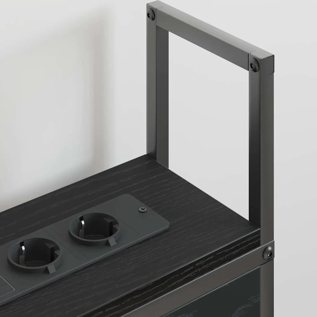 Testiera con Stazione di Carica e Storage Rovere nero 859810