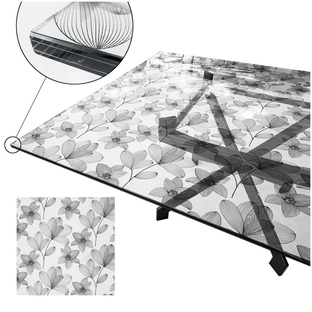 Tovaglia Trasparente Decorata Glitterata Pellicola Pvc 100x320 Cm Tavolo Antimacchia Spessa Fiori (C)