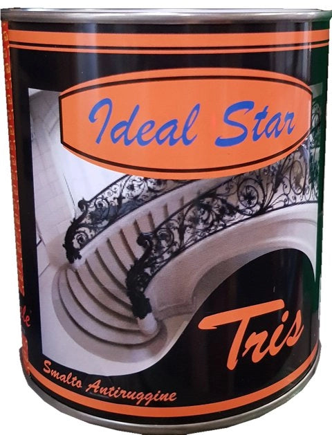 SMALTINO ANTIRUGGINE 'TRIS' IDEAL STAR 0,375 lt - Grigio argento - IDEAL STAR