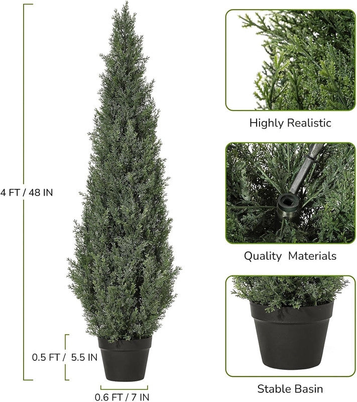 Set 2 Piante di Cedro Artificiale 120 cm Albero da Esterno ed Interno in Vaso