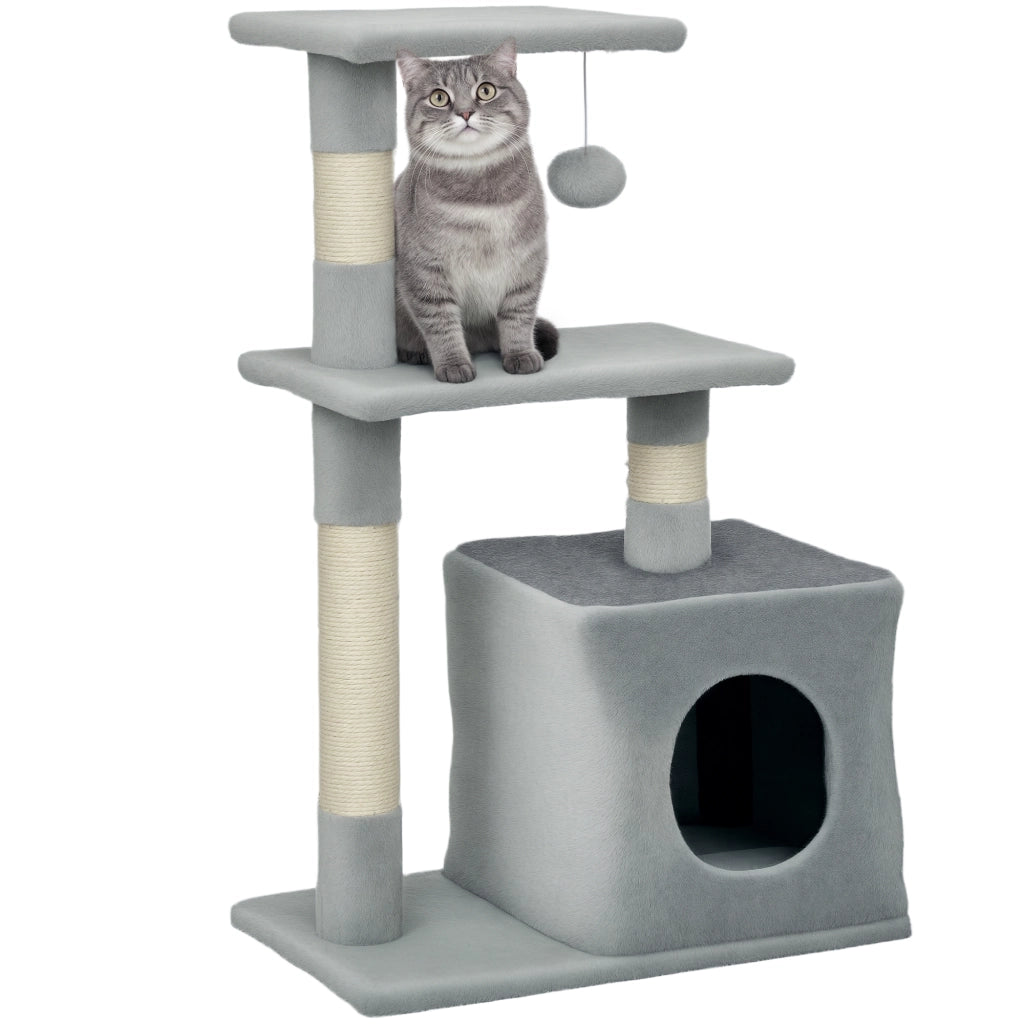 Tiragraffi per Gatti con Sisal e Ripiani ¨C zephmum ¨C 50x30x81,5 cm Grigio