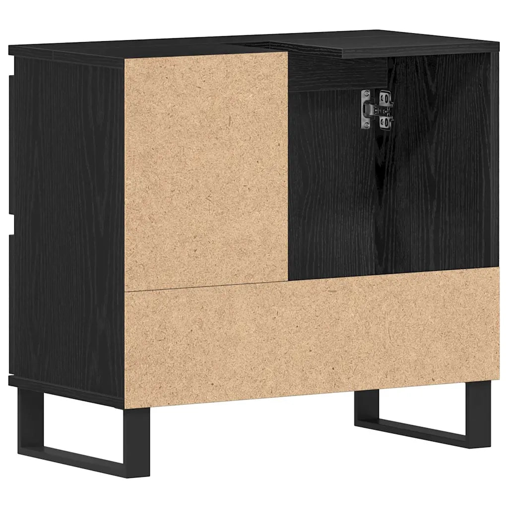 Armadio per Lavabo da Bagno-Armadietto da bagno-Mobiletto da bagno Rovere Nero 65 x 33 x 60 cm 306709