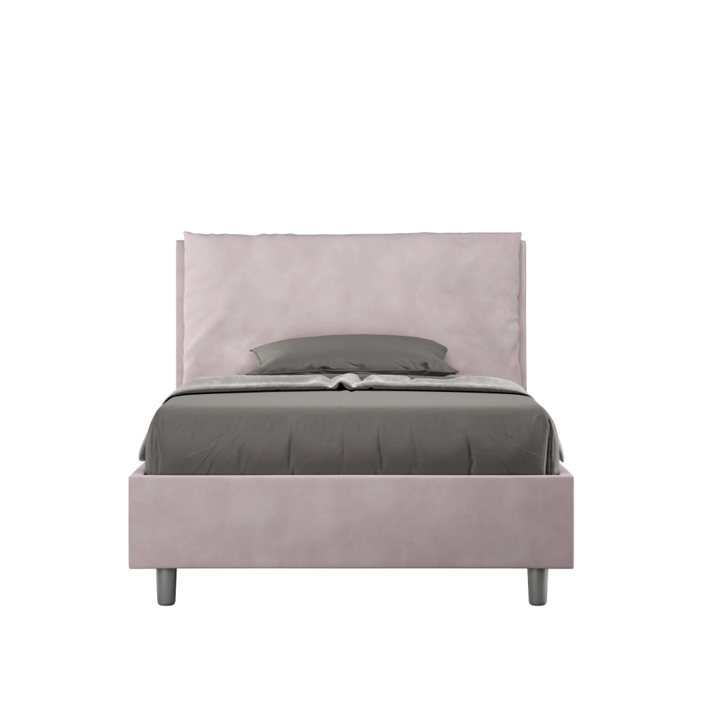 Letto 1 Piazza E Mezzo 130x190 cm con Rete Imbottito in Microfibra Antea Large Glicine