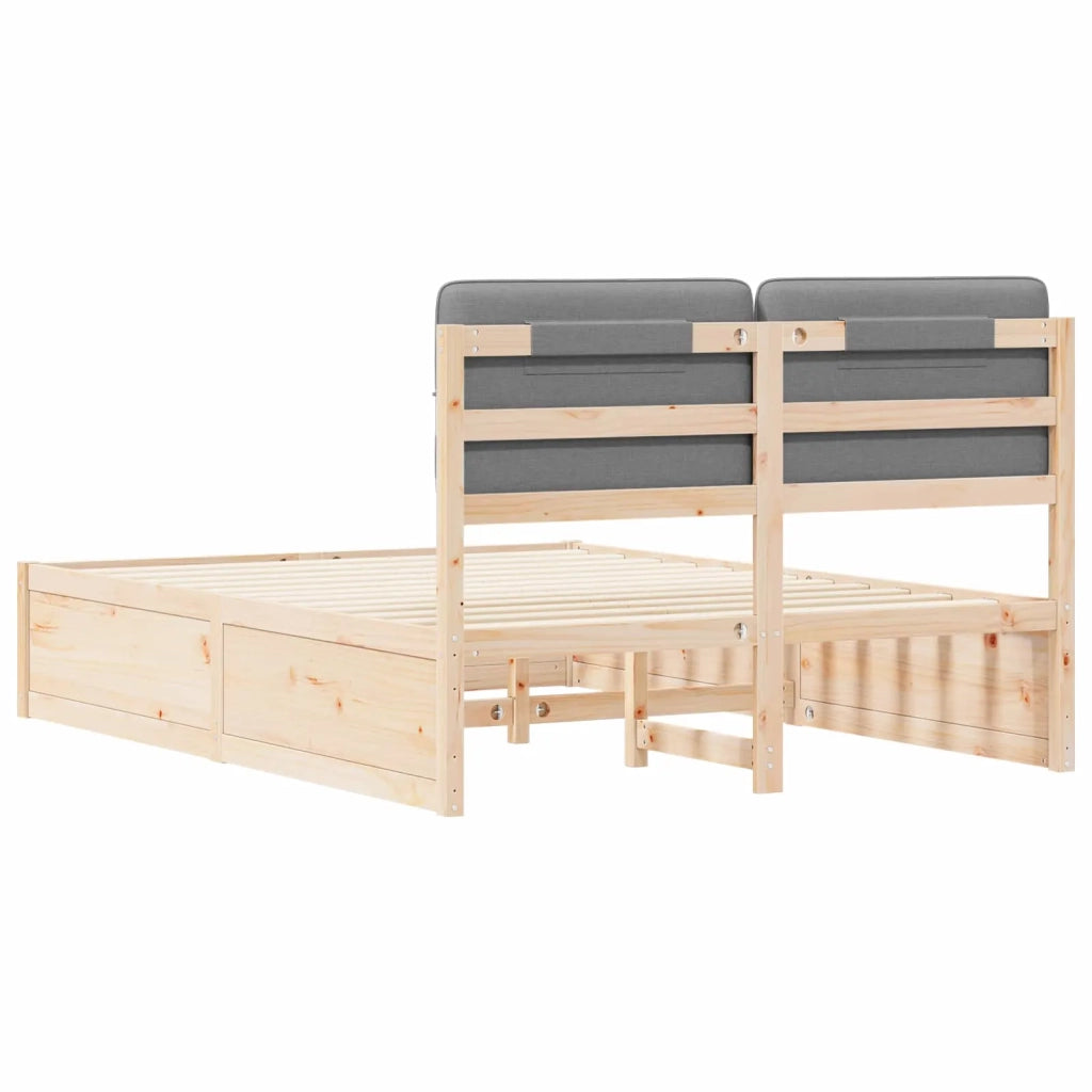Letto con Testiera Rivestita Grigio chiaro 160 x 200 cm