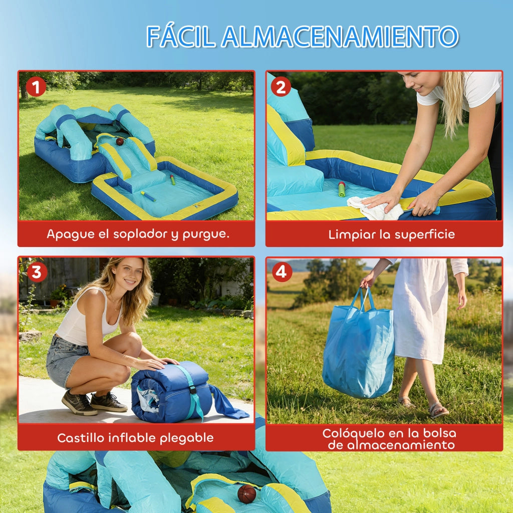 Castello Gonfiabile per Bambini con Scivolo e Canestro ¨C Zephmum ¨C Blu