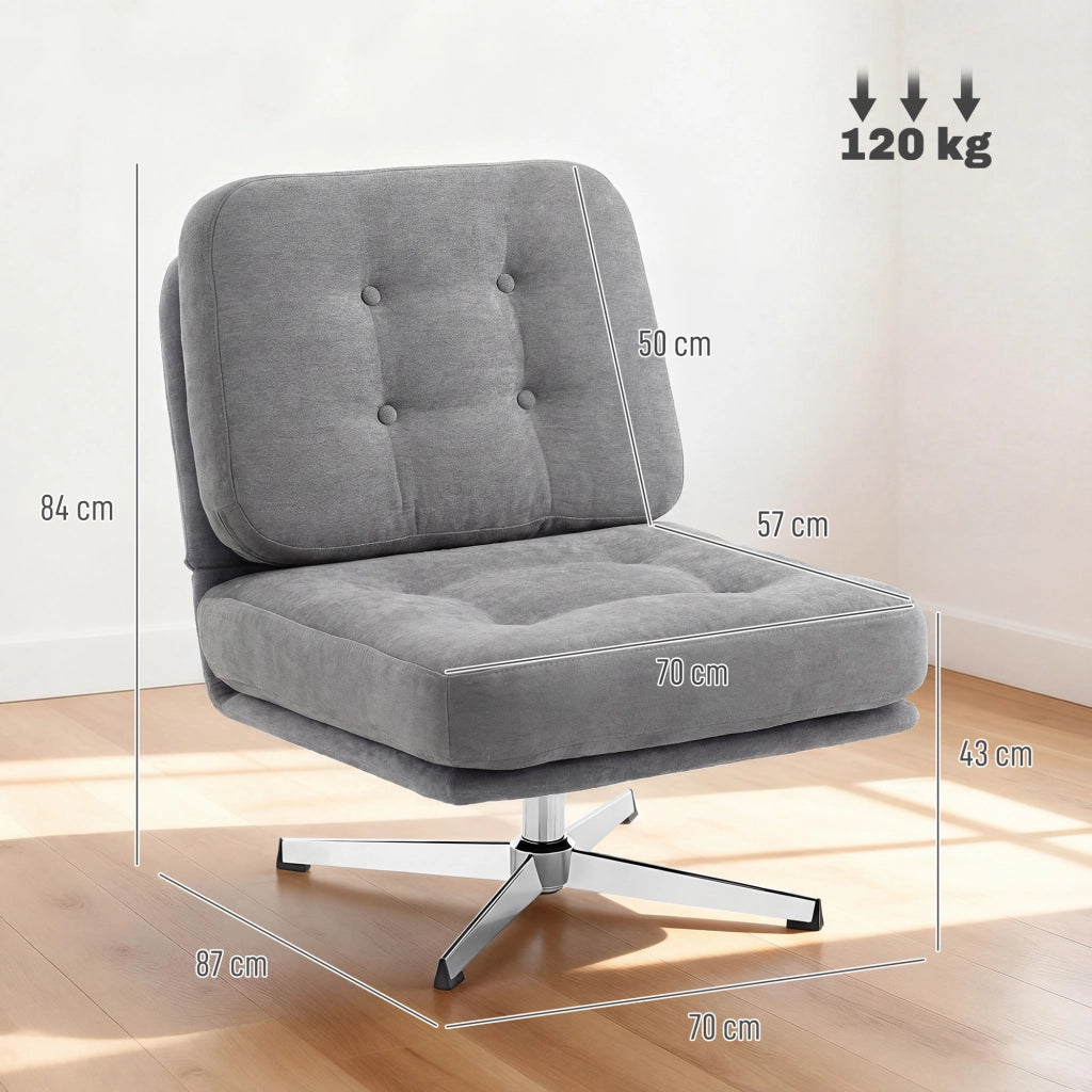 Poltrona girevole imbottita ¨C Xylo ¨C tessuto chenille grigio chiaro con poggiapiedi