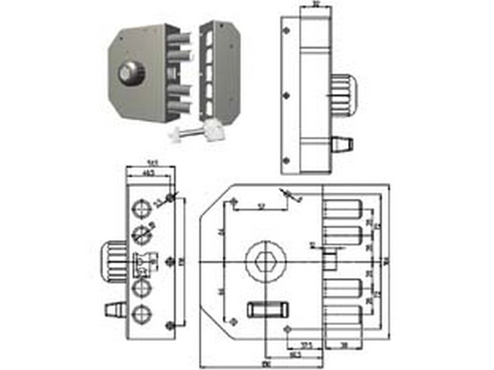 1pz serratura a pompa con scrocco e pomolo 3050 - cilindro mm.60 sx (3050-52n) cod:ferx.fer412766