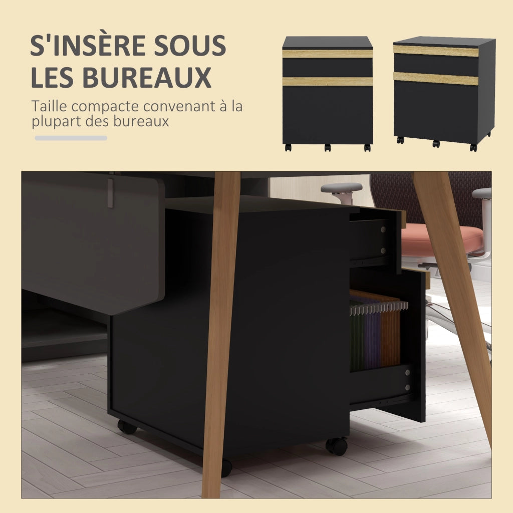Scrivania con cassetti e ruote ¨C Minimal ¨C Nero 48x40x59,5 cm