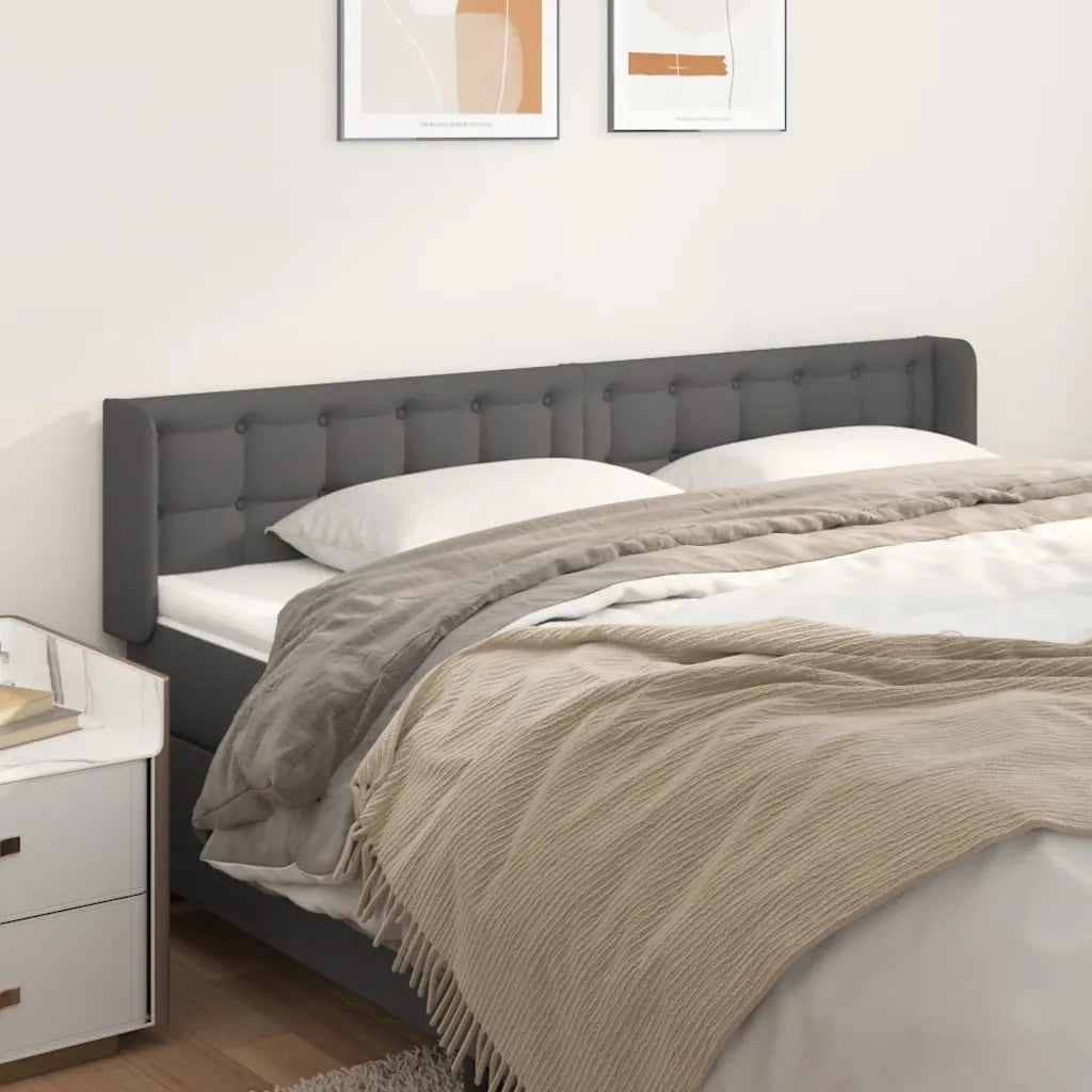 Testiera | Testata ad Orecchio Grigio 163x16x78/88 cm in Similpelle