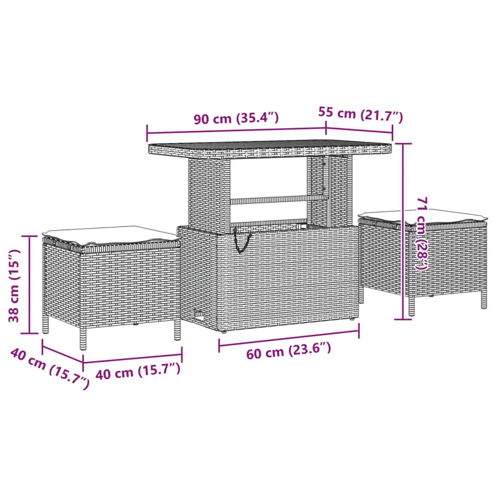 Set Divano da Giardino con cuscino 13 pcs Nero polyrattan 3362064