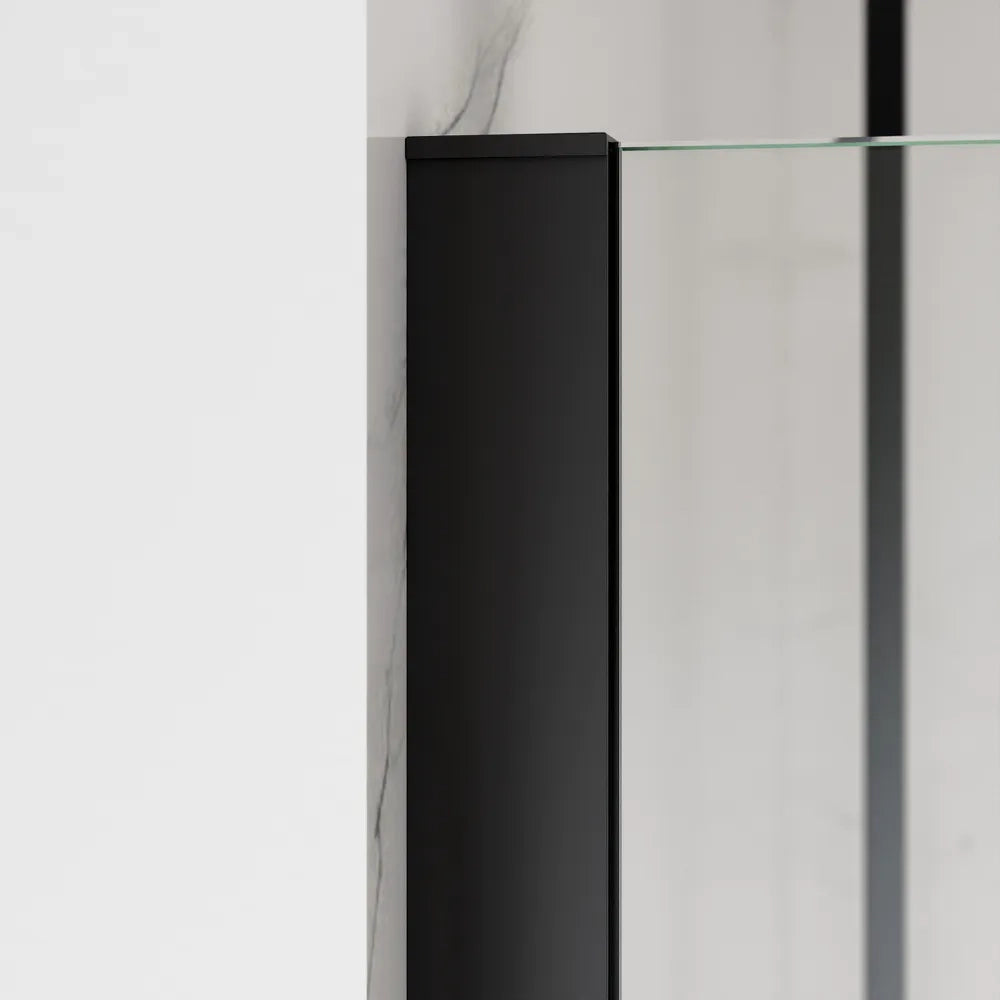Doccia walk-in 70cm + anta 40cm vetro 8mm trasparente profili neri | Keros