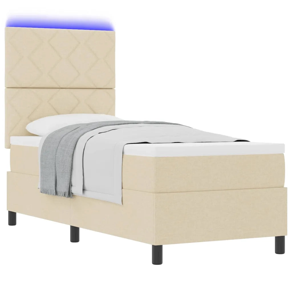 Letto a molle con materasso con led Crema 80 x 200 cm Tessuto