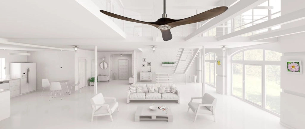 Vam Ventilatore da soffitto a risparmio energetico KOA nichel matte 178 cm con pale di legno naturale