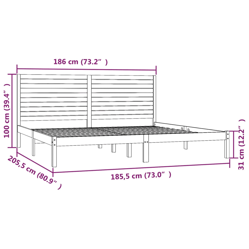 Giroletto-Struttura Letto in Legno Massello 180x200 cm Super King 887002