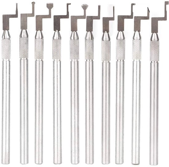 Strumenti per decorare metallo - 10 pezzi - di alta qualità - formato compattibile - manico 0,8 cm