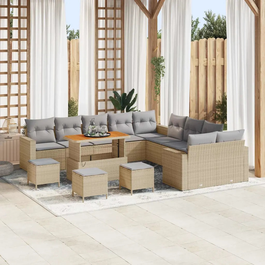 Set Divano da Giardino 14 pcs Beige polyrattan 3361682
