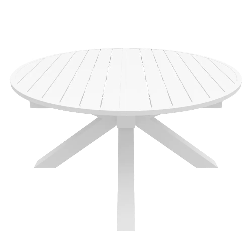 Tavolo da esterno ovale in alluminio bianco allungabile 145/199x75cm | Juma