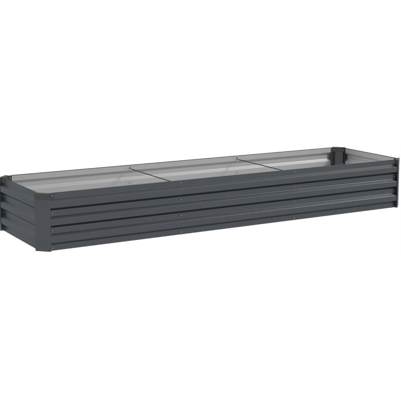Fioriera rialzata 240x60x30 cm in acciaio zincato grigio scuro con fondo aperto