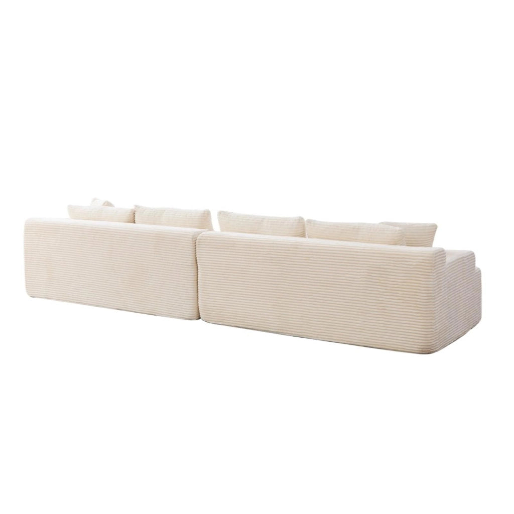 Divano modulare, divano compatto, tessuto chenille, schiuma ad alta elasticità 30D, base antiscivolo, 6 posti, beige