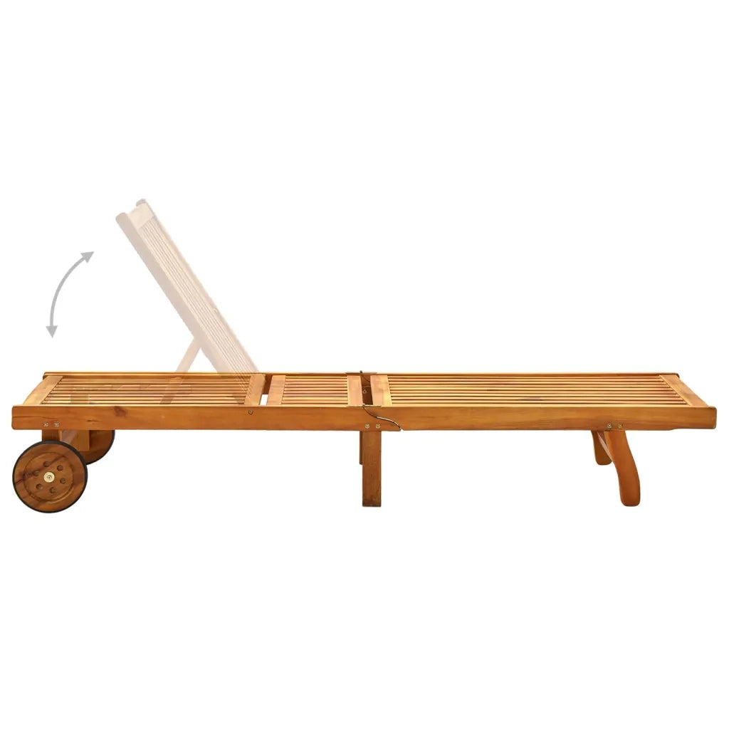 Lettino Prendisole da Giardino con Cuscino Massello di Acacia 3061355