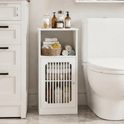 Mobile bagno basso autoportante bianco con ante a lamelle