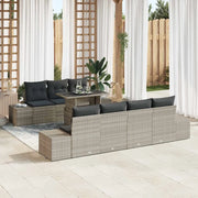Set di divani con cuscino 8 pcs Grigio chiaro polyrattan