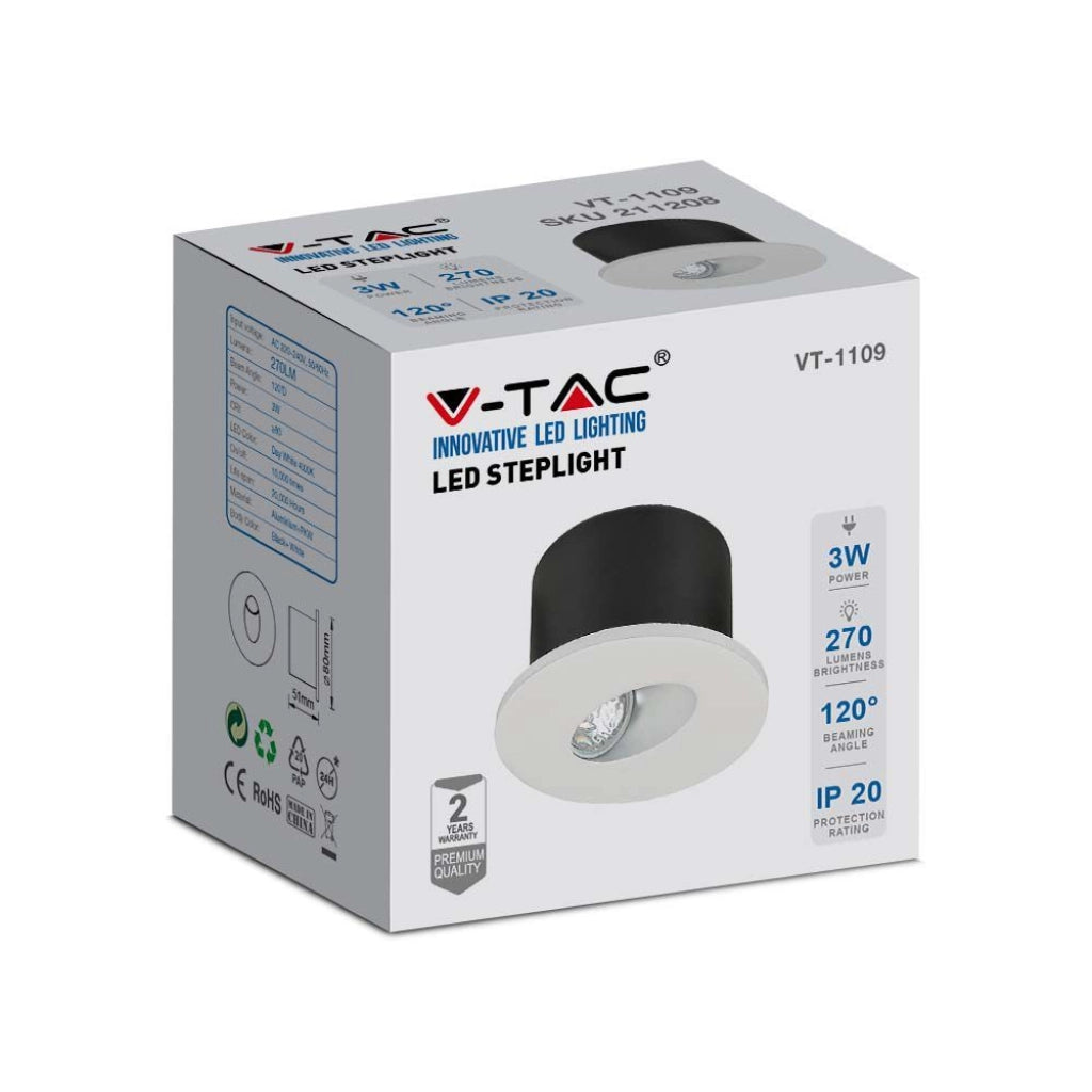 Faretti Segnapasso Led 3W da incasso per esterno Light Round 4000K