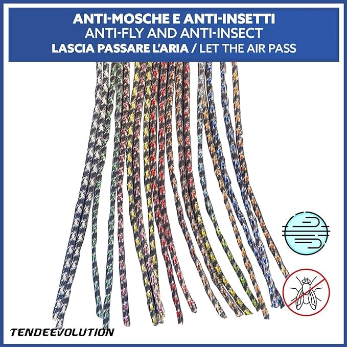 Tenda Antimosche Modello Filo in PVC, Plastica Rosso | Largh. 1,40m x Alt. 2,40m | Protezione Insetti, Porta, Esterno, Interno