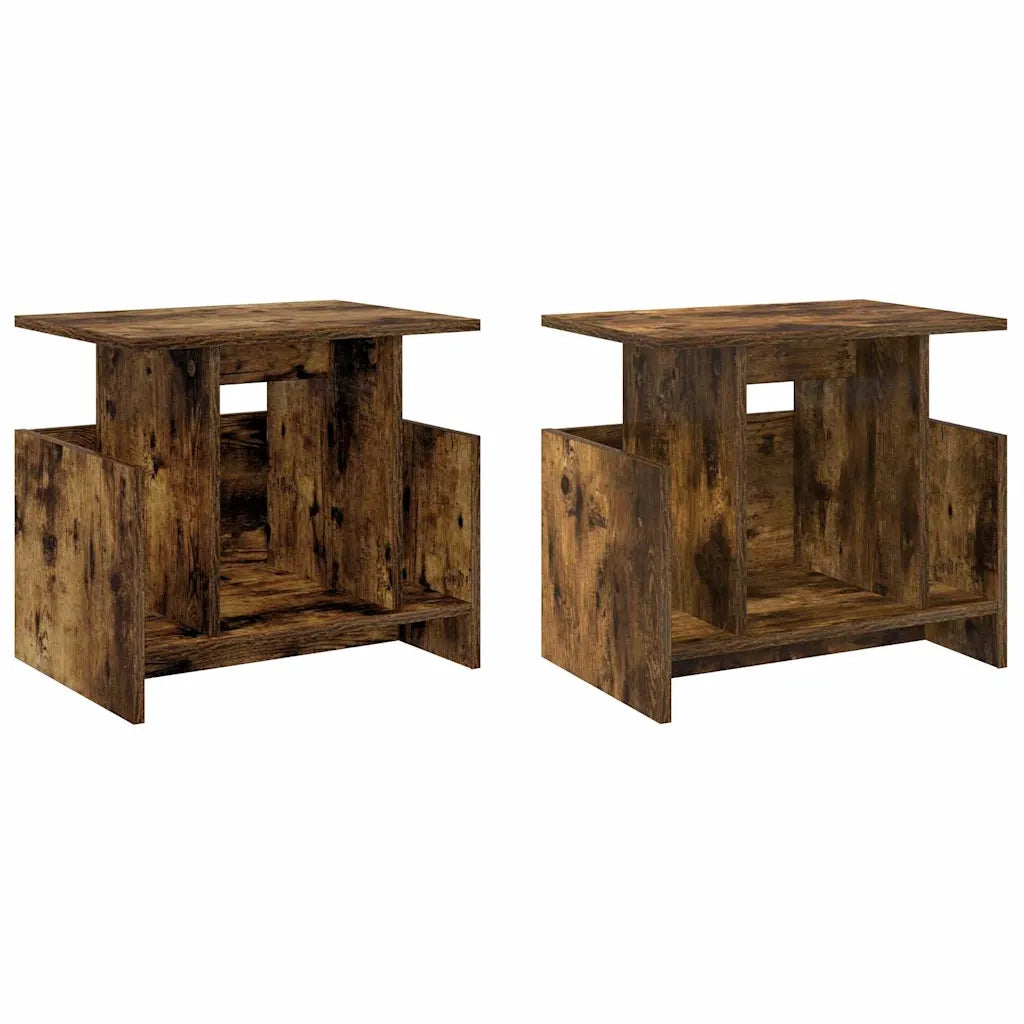 Set di 2 mobili TV rettangolari moderni per soggiorno, ampio spazio di archiviazione 50 x 35 x 45 cm in legno ingegnerizzato rovere fumo 02_0054724