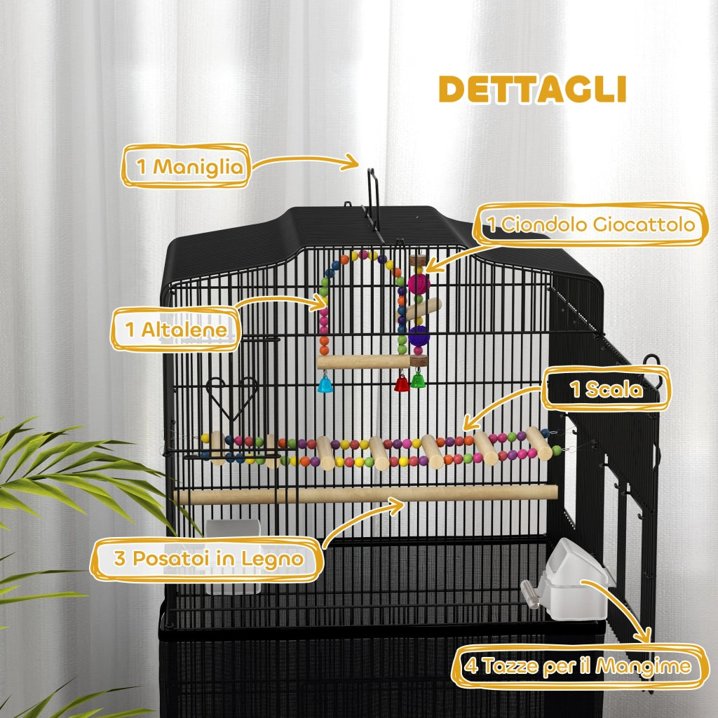 Gabbia per Uccelli ¨C Minimal ¨C Nero, Legno, 46.5x35.5x92cm
