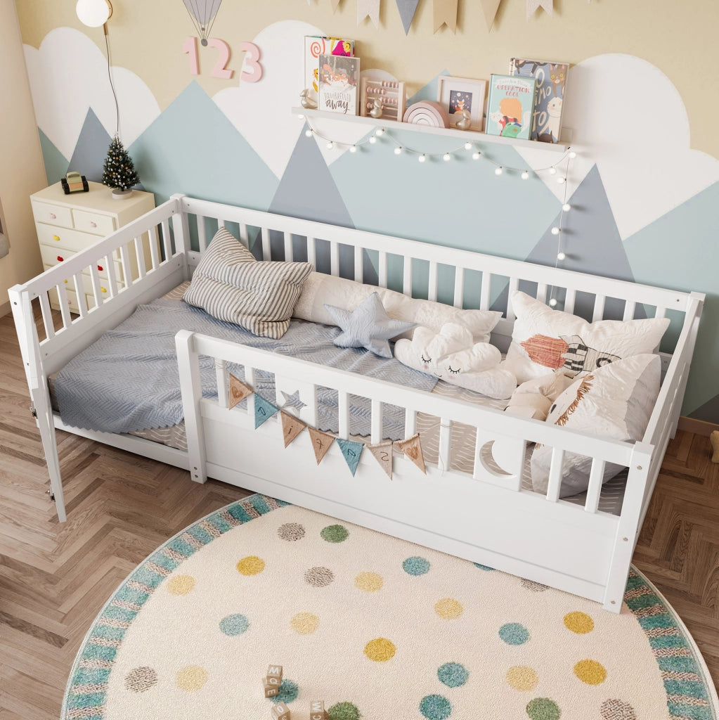 LETTO per bambini con sponde 90x190 cm in pino bianco