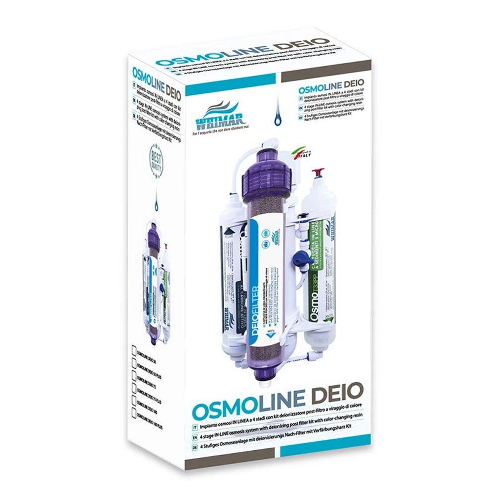 Whimar OsmoLine Deio 75GPD 275 L/g - Impianto in linea con membrana Vontron, flush-valve e post-filtro deionizzante