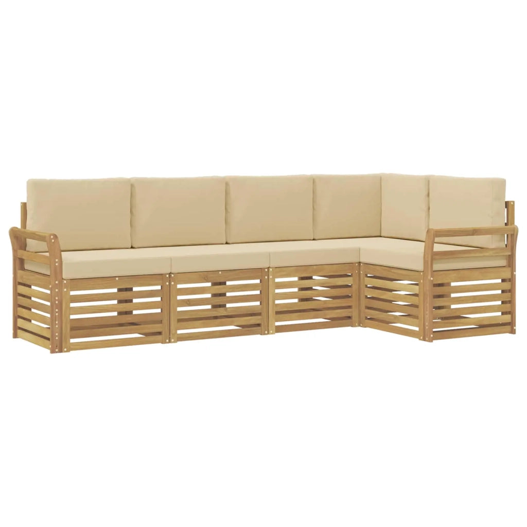 Set di divani da esterno 5 pcs Bianco e Beige 3391838