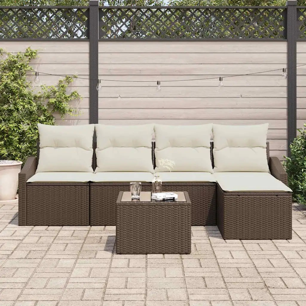 Set di divani con cuscino 6 pcs Marrone polyrattan 3346688