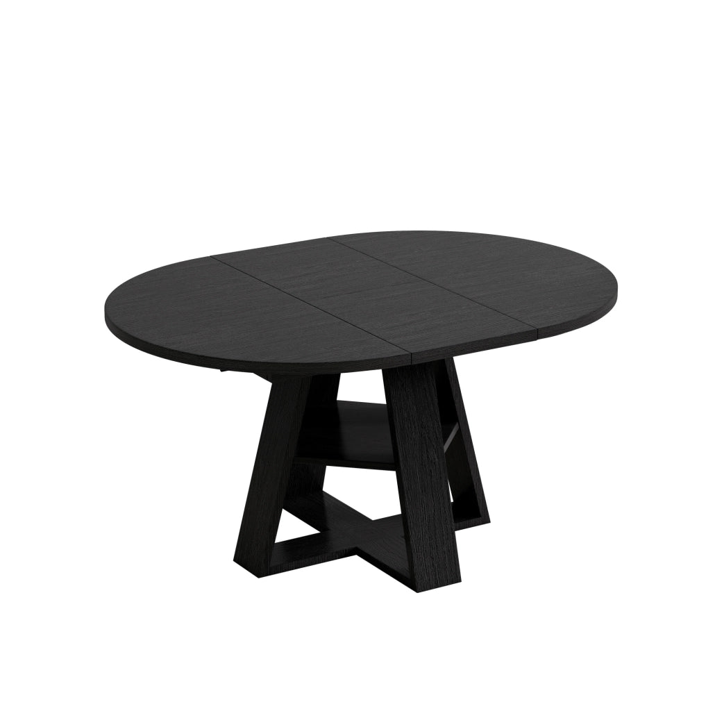 Tavolo da pranzo allungabile 150x110x75 cm in MDF nero con ripiano