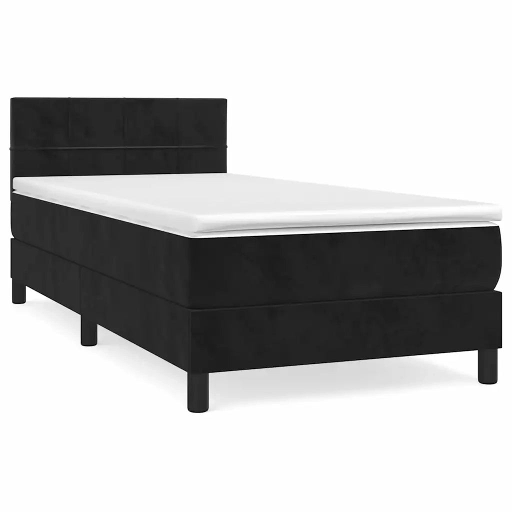 Giroletto a Molle con Materasso-Struttura Letto Nero 100x200 cm in Velluto 752070