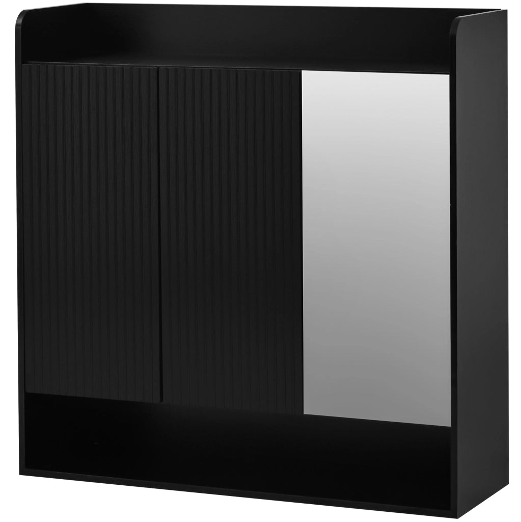 Scarpiera con specchio a figura intera; 110 ¡Á 35;5 ¡Á 110 cm; MDF e truciolare; nera