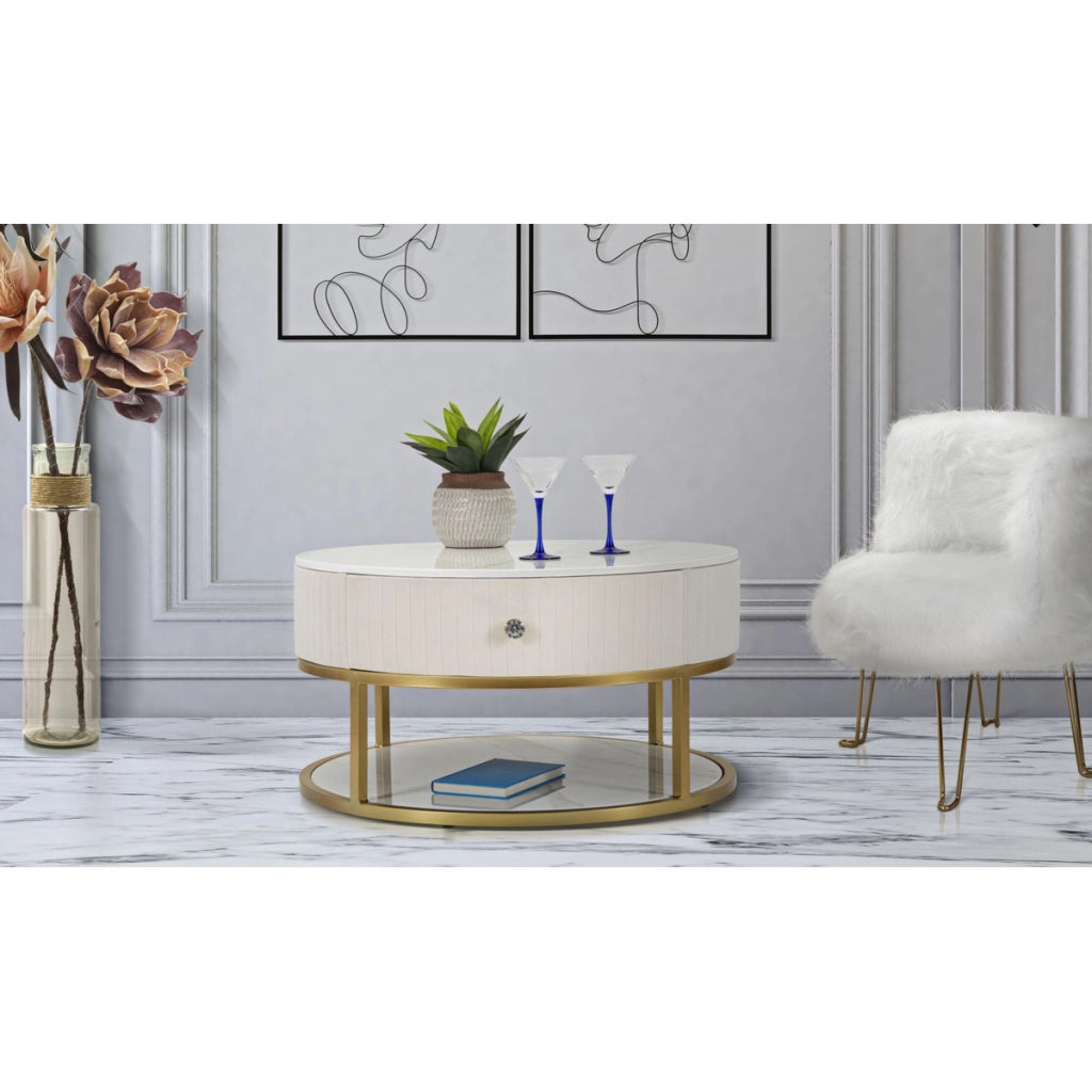 Tavolino VKH529, Bianco, Legno, 75x75x36 cm