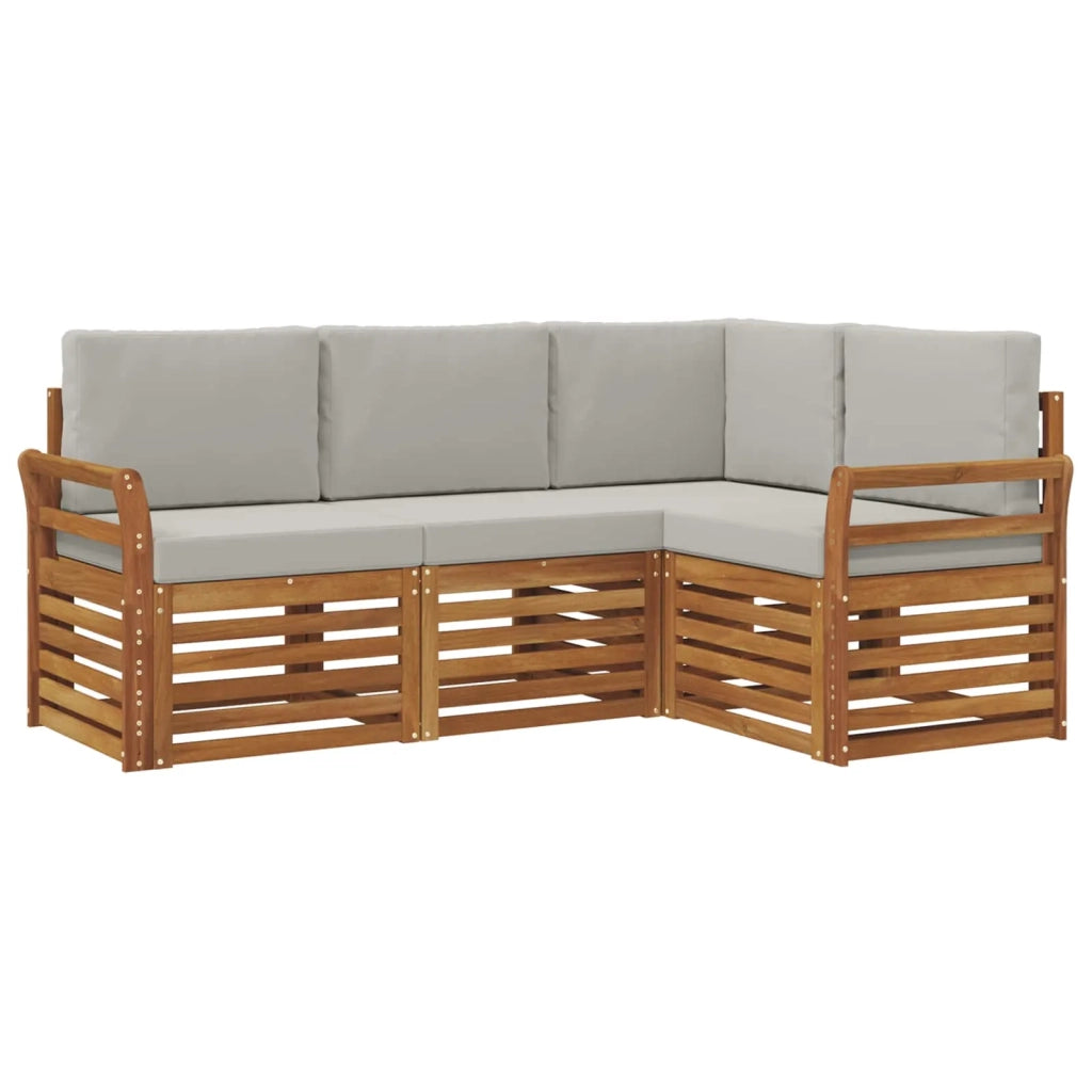 Set divani con cuscino 4 pcs Grigio Naturale e Chiaro 3374731