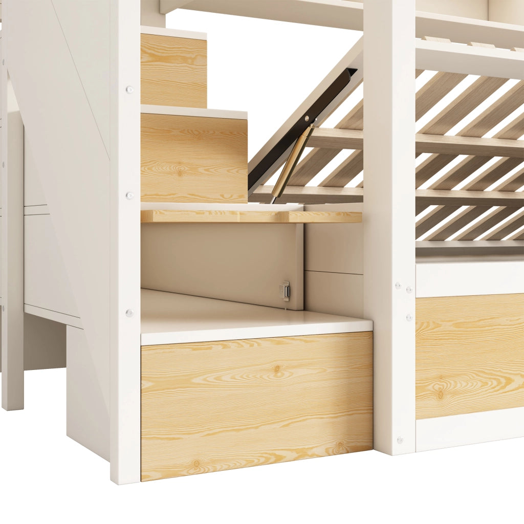 Letto a castello per bambini 90 x 200 cm con scala contenitore