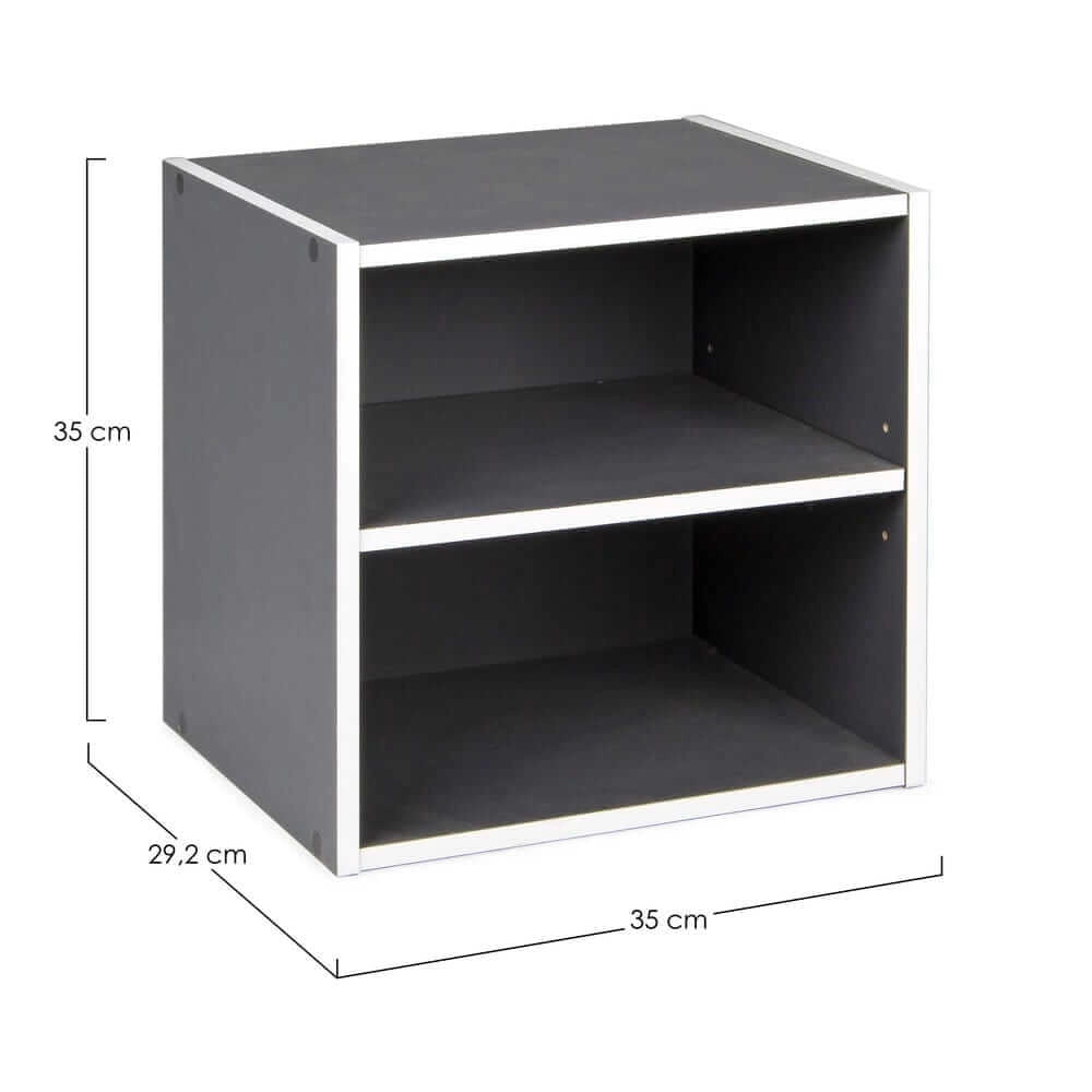 Cubo Modulare con Mensola in Legno Verde per Soggiorno - NIXO