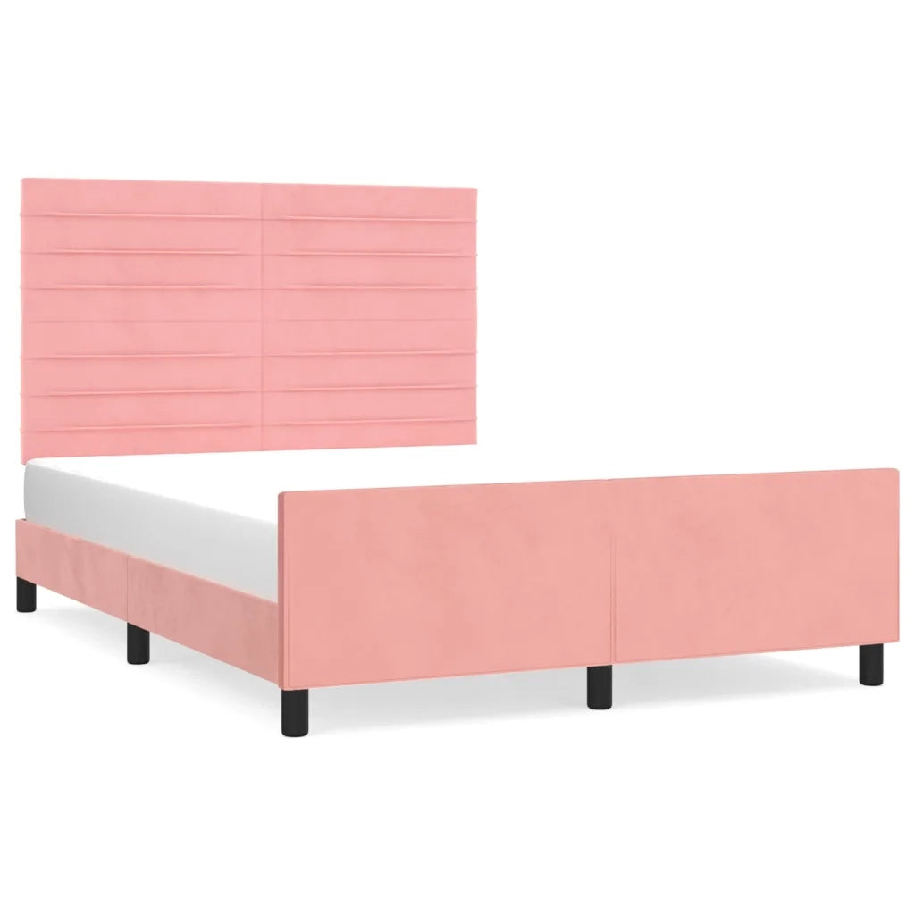 Giroletto con Testiera Rosa 140x190 cm in Velluto 3125817