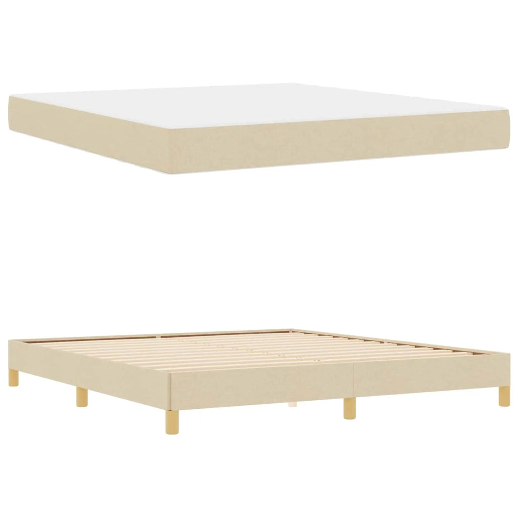 Letto a molle con materasso Crema 180 x 200 cm Tessuto 3398589