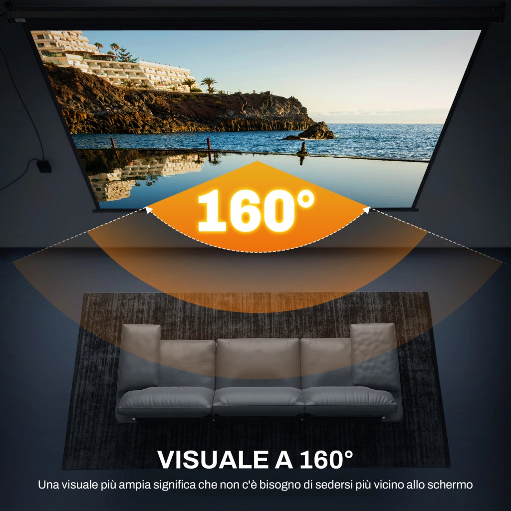 Schermo per Proiettore Motorizzato 120" 4:3 Regolabile con Telecomando 244x183cm Nero per Casa e Ufficio