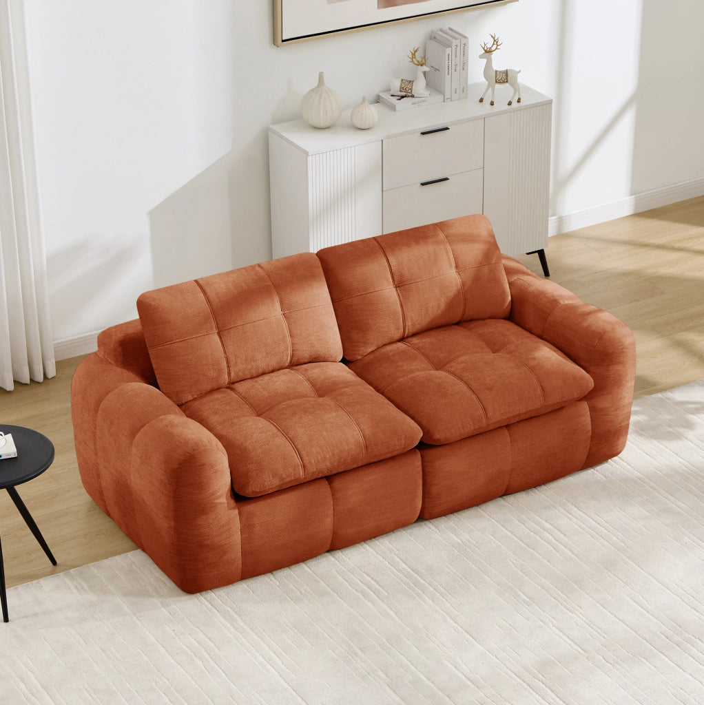 DIVANO Modulare 194x97x68 cm in Chenille Arancione