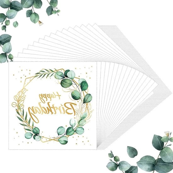 Serviette da tavola in stile eucalipto verde per compleanni e feste - 40 pezzi