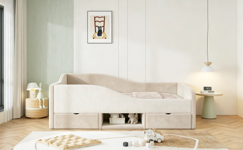 letto imbottito velluto beige 98 x 201 cm