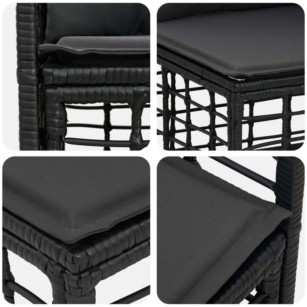 Set di divani da esterno 3 pz Nero e Grigio scuro Poliestere 3437633