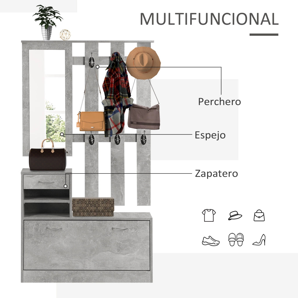 Mobile Ingresso con Specchio e Appendiabiti ¨C Minimal ¨C Grigio